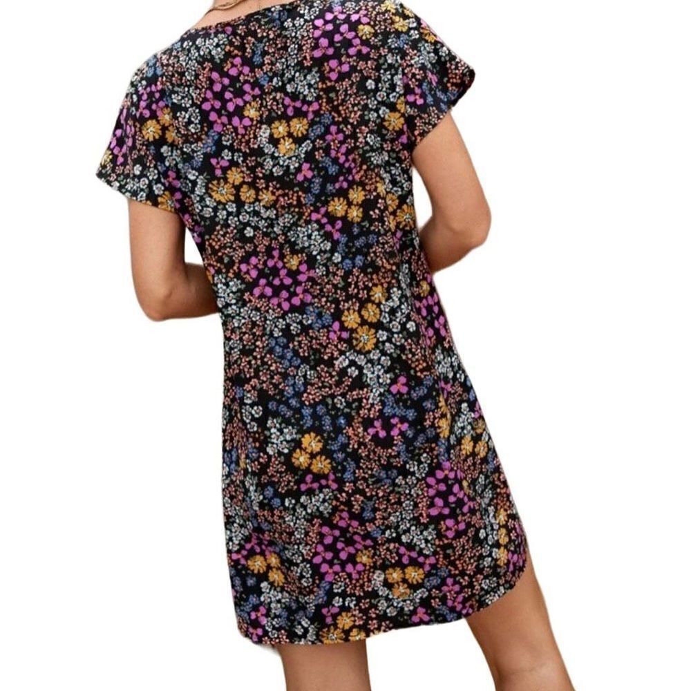 Allover Floral Tunic Shift Dress Sz Small - Picture 4 of 5
